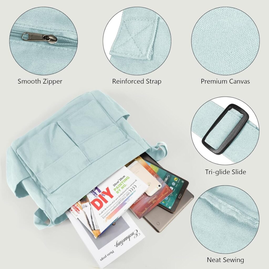 Canvas Messenger Bag Large Hobo Crossbody Bags with Multiple Pockets,School Vintage Shoulder Laptop Bag for Women and Men