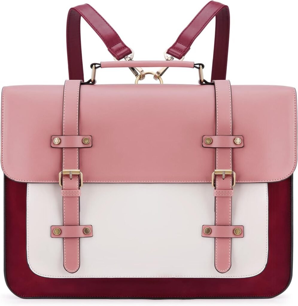 ECOSUSI Briefcase for Women Stylish 15.6 inch Laptop Bag Backpack Vegan Leather Messenger Bag Computer Satchel Bag