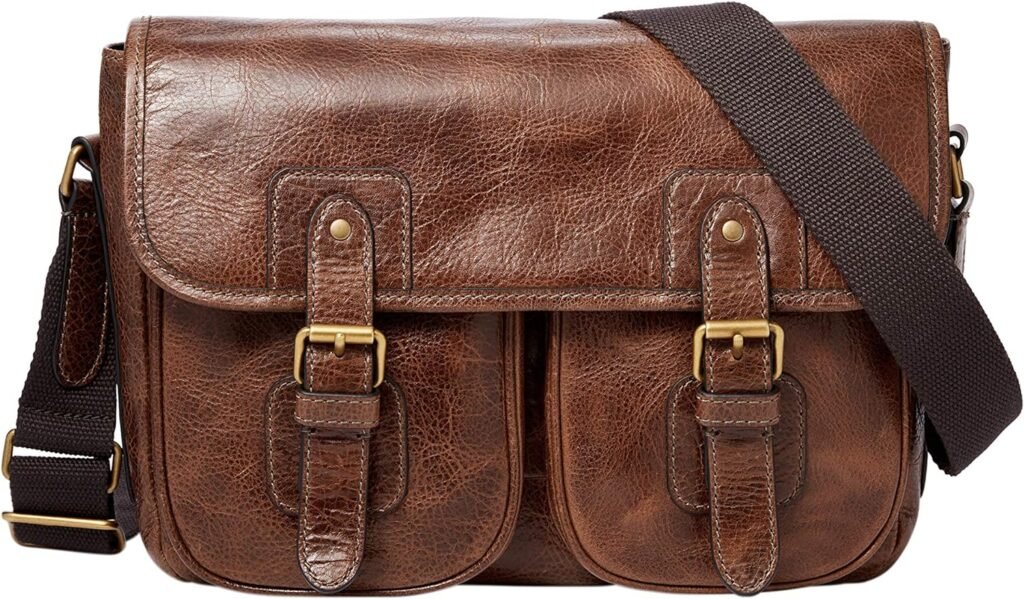 Fossil Mens Leather or Fabric Courier Messenger Bag for Men