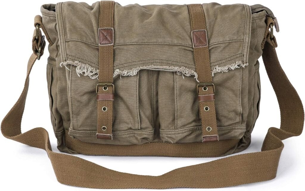 Gootium Canvas Messenger Bag - Vintage Shoulder Bag Frayed Style Boho Purse
