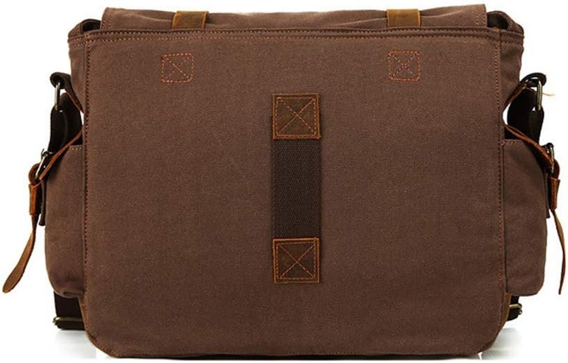 Sechunk Vintage Military Leather Canvas Laptop Bag Messenger Bags Medium