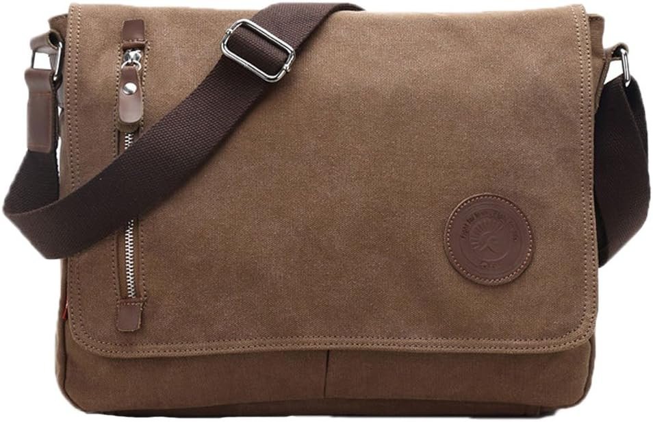 Small Messenger Bag for Men Women Casual Work Bag Canvas Satchel Bag Bookbag for Traveling Camping